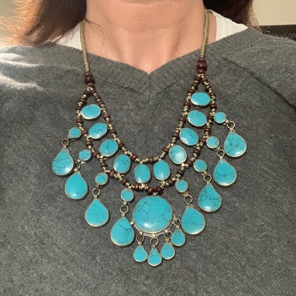 Jewelry - Turquoise Jeweled Necklace 11.5” in length